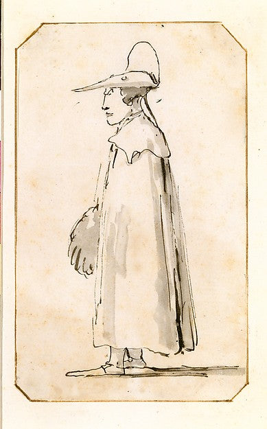 Giovanni Battista Tiepolo:Caricature of a Man in a Long Cloa-16x12"(A3) Poster