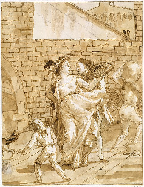 Giovanni Domenico Tiepolo:A Flirtation c1797-16x12"(A3) Poster