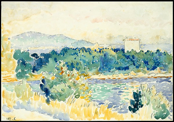 Henri-Edmond Cross:Mediterranean Landscape with a White Hous-16x12"(A3) Poster