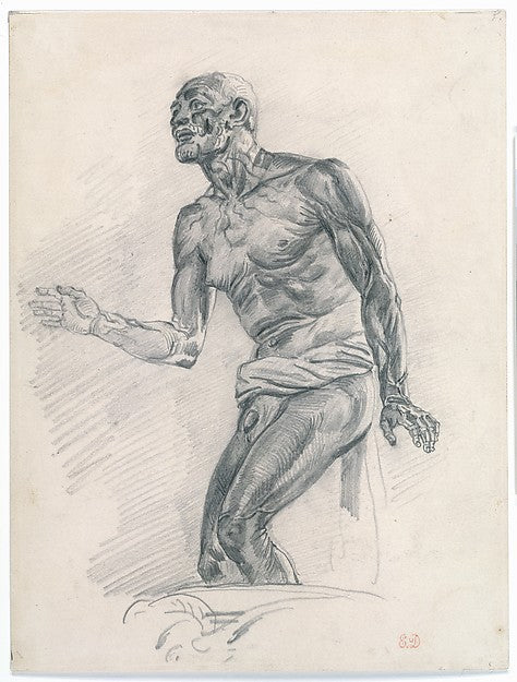 Eugène Delacroix:Study of a Male Nude Study for "The Death o-16x12"(A3) Poster