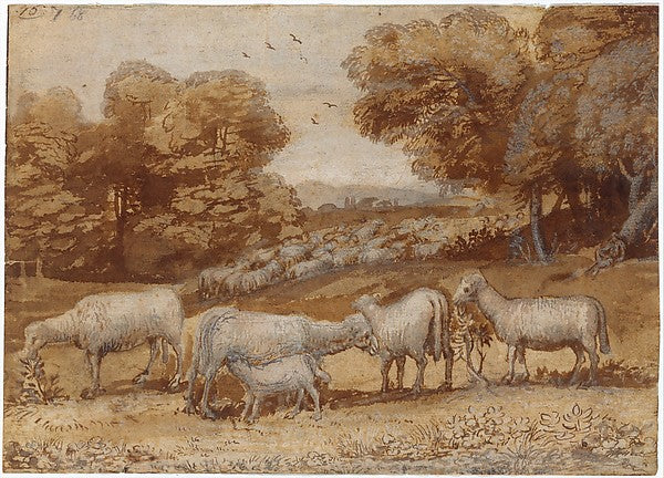 Claude Lorrain:Landscape with Sheep c1648-16x12"(A3) Poster
