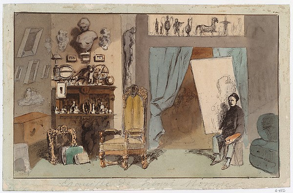 Henry [Henri] Bonaventure Monnier – Paris 1877):The Painter'-16x12