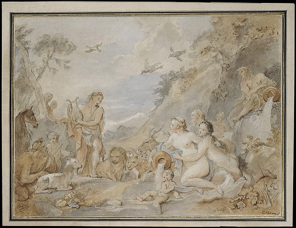 Charles Joseph Natoire:Orpheus Charming the Nymphs Dryads an-16x12"(A3) Poster