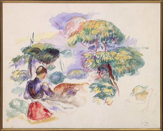 Auguste Renoir:Landscape with a Girl c1890-16x12"(A3) Poster