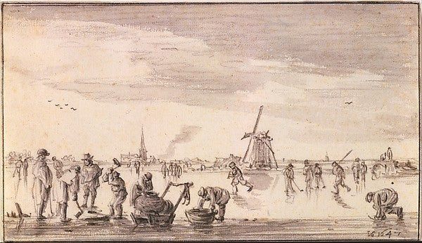 Jan van Goyen:Winter Landscape with Skaters and Fishermen 16-16x12"(A3) Poster