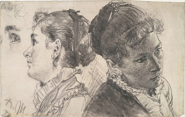 Adolph Menzel:Studies of a Young Woman 1870 or 1879-16x12"(A3) Poster
