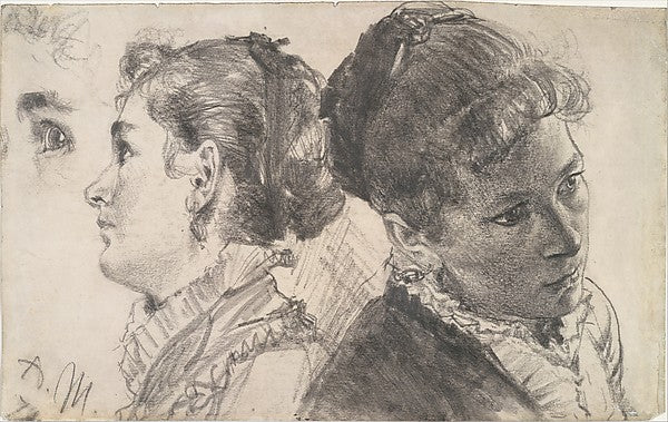Adolph Menzel:Studies of a Young Woman 1870 or 1879-16x12