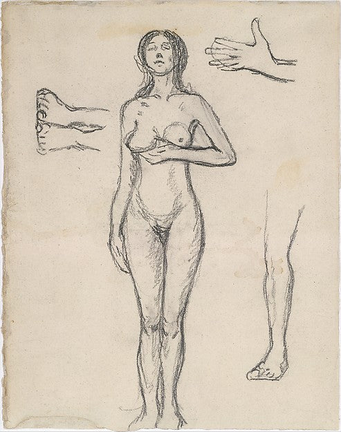 Maurice Brazil Prendergast:Standing Nude Woman and Studies o-16x12"(A3) Poster