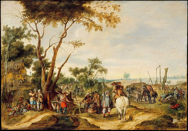Pieter Snayers:Soldiers Bivouacking -16x12"(A3) Poster