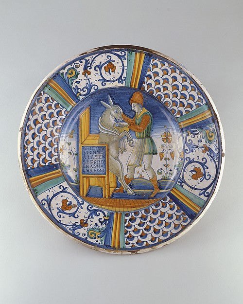 :Dish: Man Washing the Mouth of an Ass c1550–60-16x12"(A3) Poster
