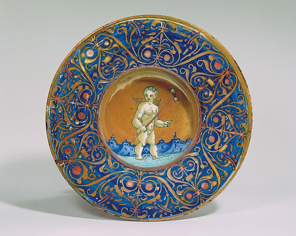 Italian , Gubbio, early 16th century:Dish c1530-16x12