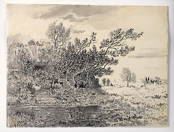 Théodore Rousseau:Landscape with a Pond c1850-16x12"(A3) Poster