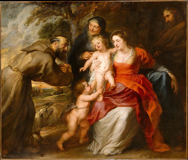 Peter Paul Rubens:The Holy Family with Saints Francis and An-16x12"(A3) Poster