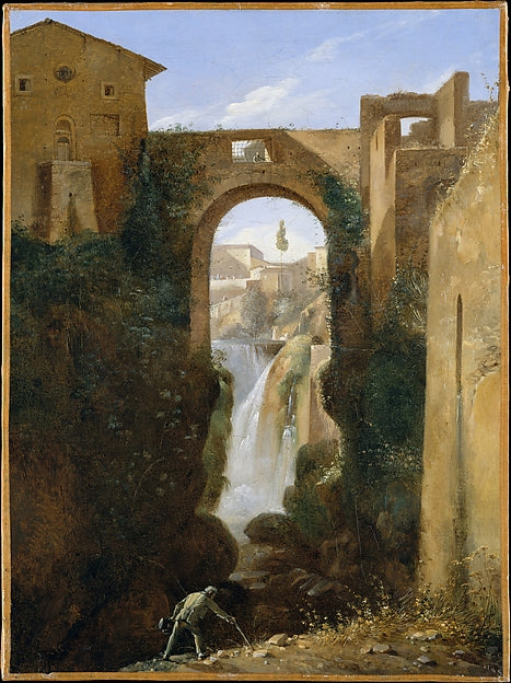 François Marius Granet:Ponte San Rocco and Waterfalls Tivoli-16x12"(A3) Poster