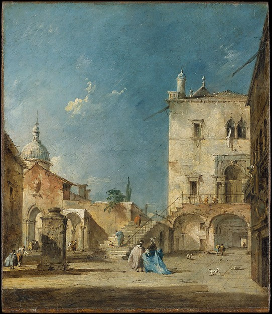 Francesco Guardi:Imaginary View of a Venetian Square or Camp-16x12"(A3) Poster