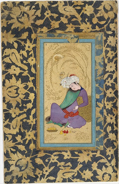Painting by Riza-yi `Abbasi:Man in a Fur-Lined Coat c1600-16x12"(A3) Poster