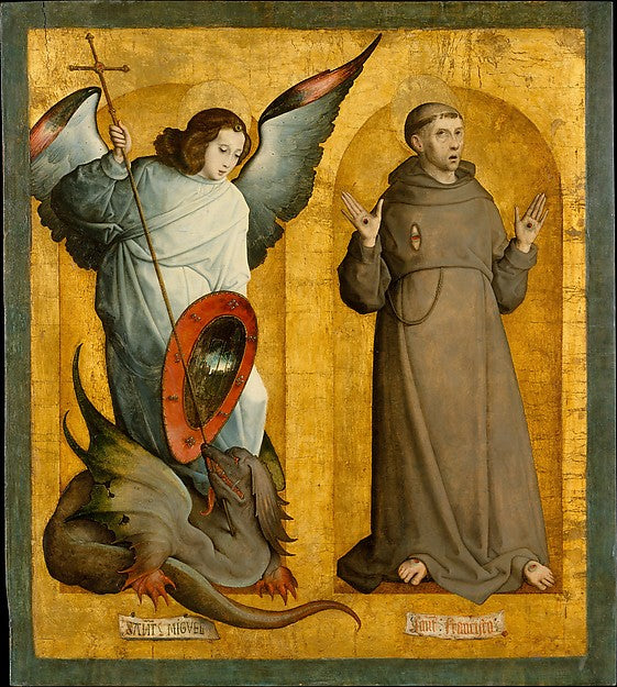 Juan de Flandes:Saints Michael and Francis c1505–9-16x12"(A3) Poster