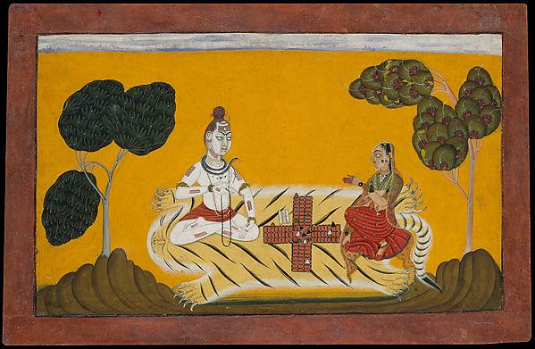 Shiva and Parvati Playing Chaupar -  Folio from a Rasamanjari Se,  Poster Print Wall Art