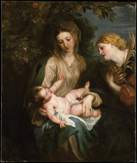 Anthony van Dyck:Virgin and Child with Saint Catherine of Al-16x12"(A3) Poster