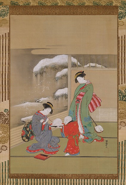 ,Painting the Eyes on a Snow Rabbit c1780-Isoda Korysai ,Japan ukiyo-e Period Image,16x12"(A3) Poster