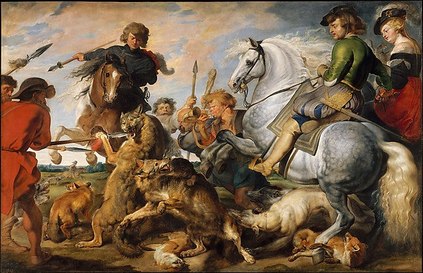 Peter Paul Rubens and Workshop:Wolf and Fox Hunt c1616-16x12"(A3) Poster