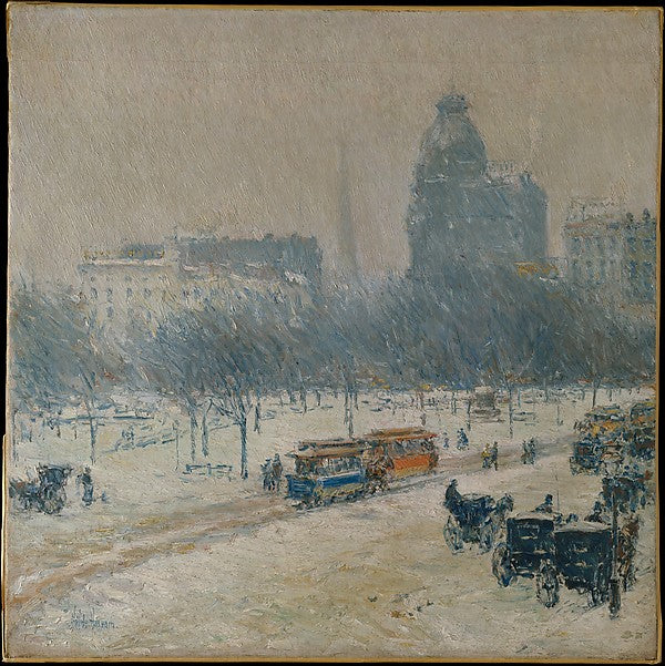 Winter in Union Square 1889–90-Childe Hassam, 16X12"(A3) Poster