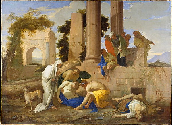 Andrea di Lione:Tobit Burying the Dead 1640s-16x12"(A3) Poster