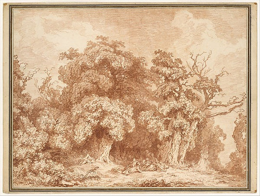 A Gathering at Wood's Edge c1770–73-Jean Honoré Fragonard,16x12"(A3) Poster
