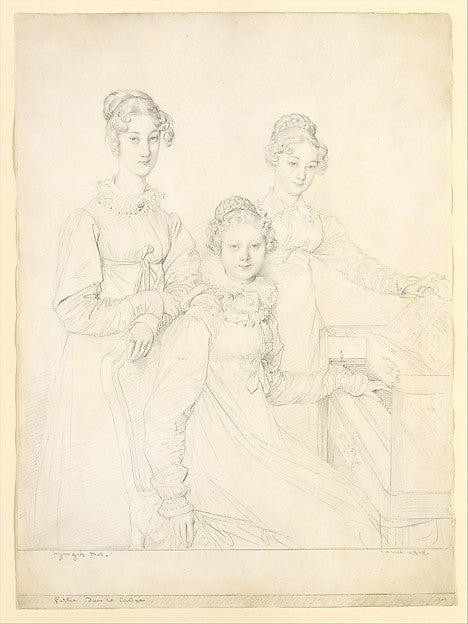 The Kaunitz Sisters  1818-Jean Auguste Dominique Ingres,16x12"(A3) Poster