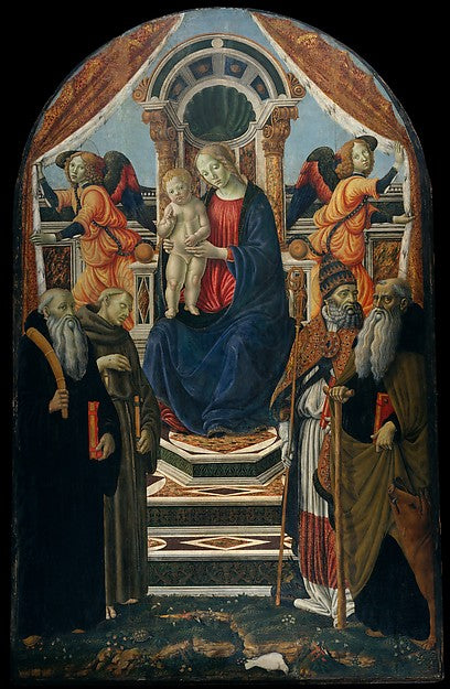 Francesco Botticini:Madonna and Child Enthroned with Saints -16x12"(A3) Poster