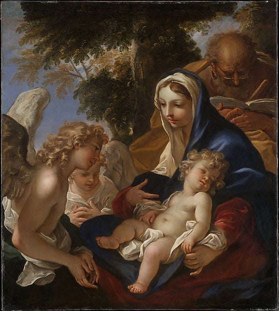 Sebastiano Ricci:The Holy Family with Angels c1700-16x12"(A3) Poster