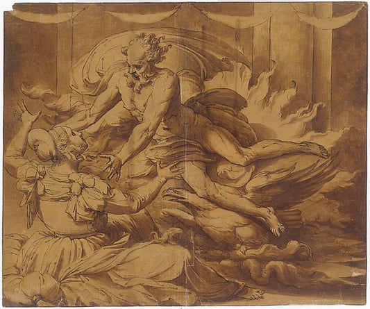 Jupiter Appearing to Semele 1501–47-Perino del Vaga ,16x12"(A3) Poster