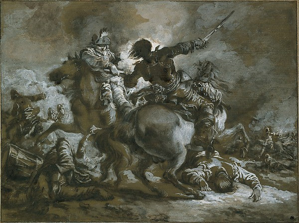 Cavalry Skirmish with a Fallen Drummer at Left 1763-Francesco,16x12"(A3)Poster