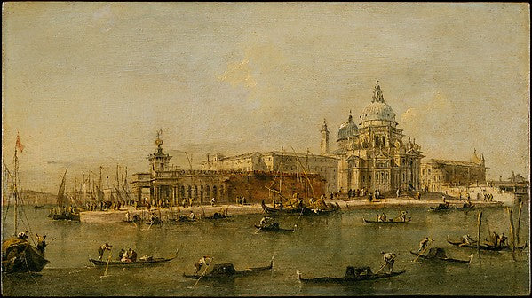 Workshop of Francesco Guardi:Venice: The Dogana and Santa Ma-16x12"(A3) Poster