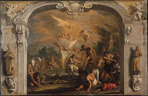 Sebastiano Ricci:The Baptism of Christ c1713–14-16x12"(A3) Poster