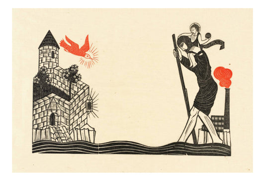 Daily Herald Order of Industrial Heroism, vintage art by Eric Gill, 12x8"(A4) Poster Print