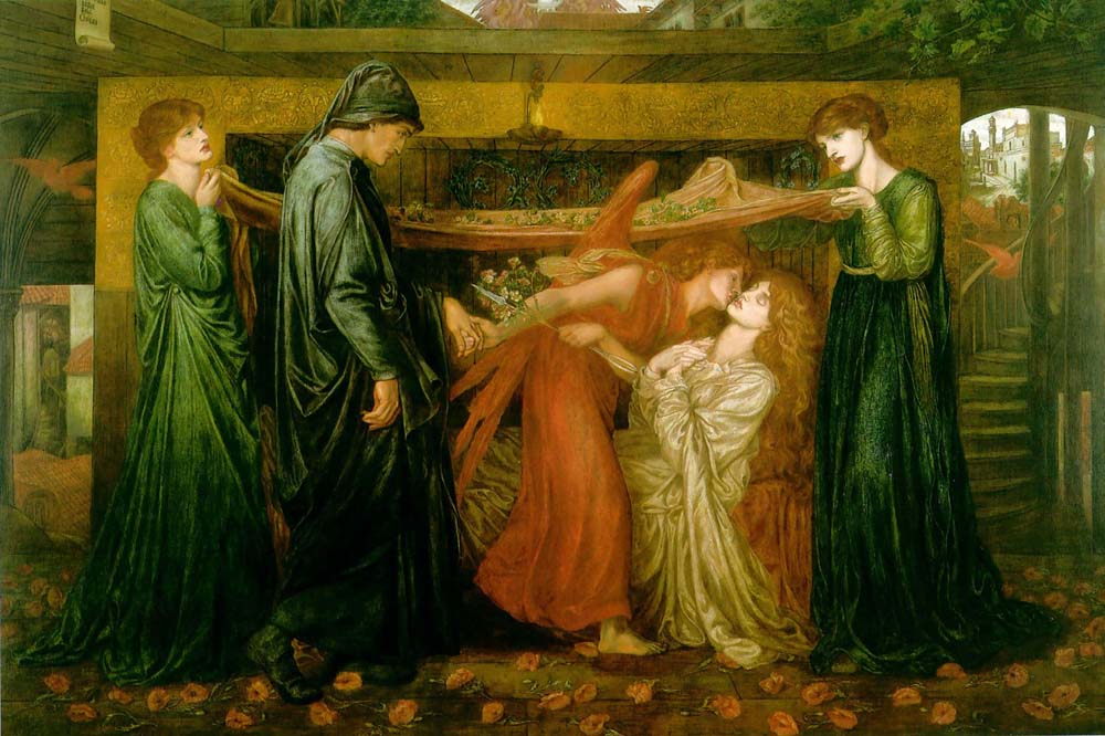 Dante Alighieri series - Dante's Dream at the Time of the Death of Beatrice, 1871 by Dante Gabriel Rossetti, pre-Raphaelite artist, 12x8" (A4) Poster