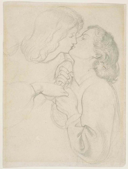 Dante&Beatrice, Rose Garden, ca1861 by Dante Gabriel Rossetti, English Pre-Raphaelite Painter,16x12"(A3) Poster Print