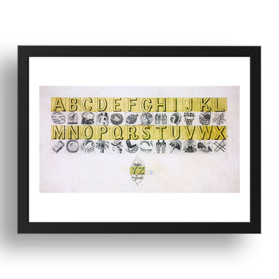 Design for Wedgwood Alphabet Mug 1937 by Eric Ravilious, 17x13" Frame