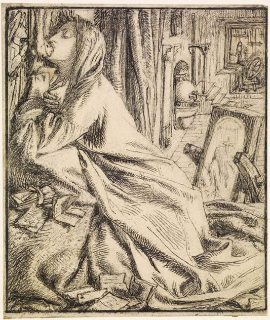 Moxon's Tennyson - Mariana in the South,1856-57 by Dante Gabriel Rossetti, English Pre-Raphaelite Painter