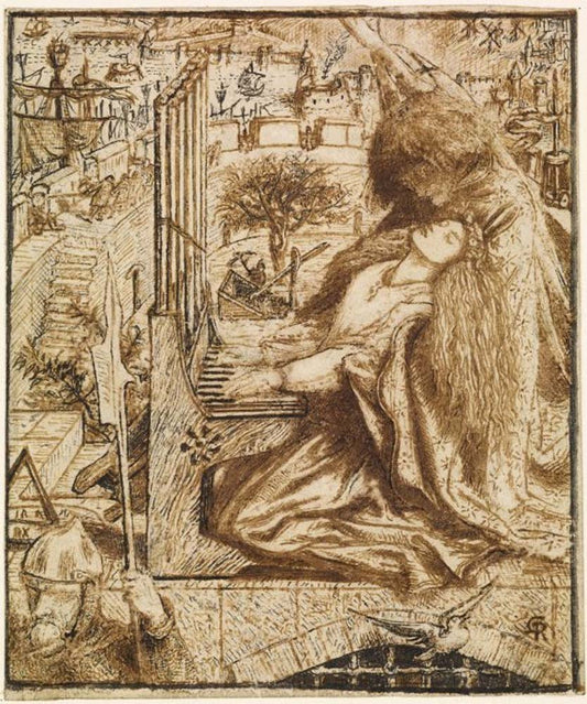 Moxon's Tennyson - Saint Cecilia, 1856-57 by Dante Gabriel Rossetti, English Pre-Raphaelite Painter,12x8"(A4) Poster Print
