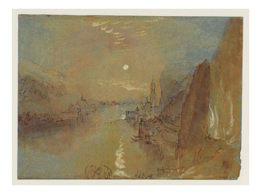 Dinant from the Roche a Bayard, Moonlight, 1839 by John Mallord William Turner RA, 12x8"(A4) Poster
