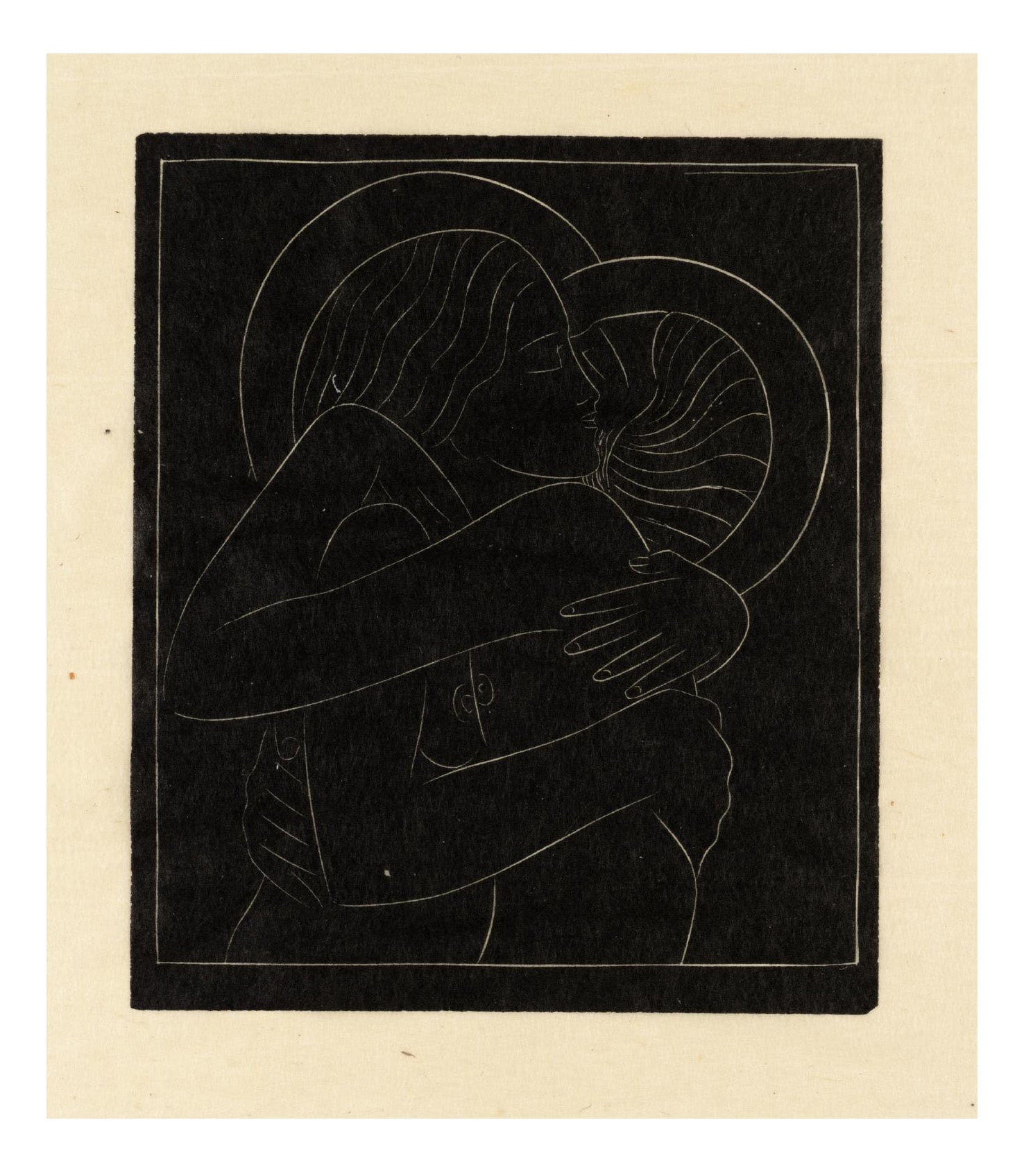 Divine Lovers 1922, vintage art by Eric Gill, 12x8"(A4) Poster Print