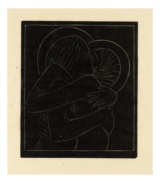 Divine Lovers 1922, vintage art by Eric Gill, 12x8"(A4) Poster Print