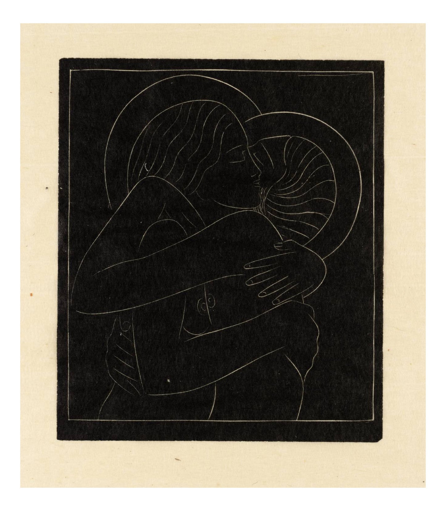 Divine Lovers I, vintage art by Eric Gill, 12x8"(A4) Poster Print