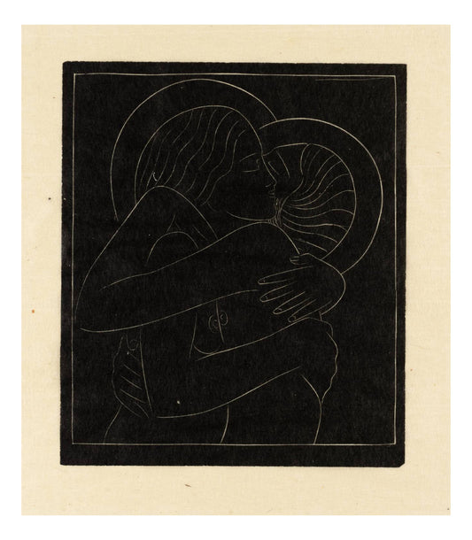 Divine Lovers I, vintage art by Eric Gill, 12x8"(A4) Poster Print