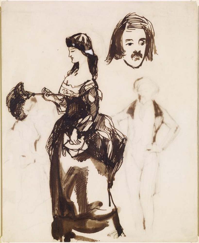 Figure Sketches, ca1845-46 by Dante Gabriel Rossetti, English Pre-Raphaelite Painter,12x8"(A4) Poster Print