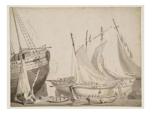 Dover Harbour, Fishing Vessels Drying their Sails, 1795-96 by John Mallord William Turner RA, 12x8"(A4) Poster