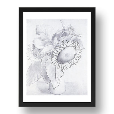 Drawing of a Sunflowers by Eric Ravilious, 17x13" Frame