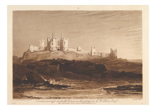 Dunstanborough Castle, 1808 by John Mallord William Turner RA, 12x8"(A4) Poster